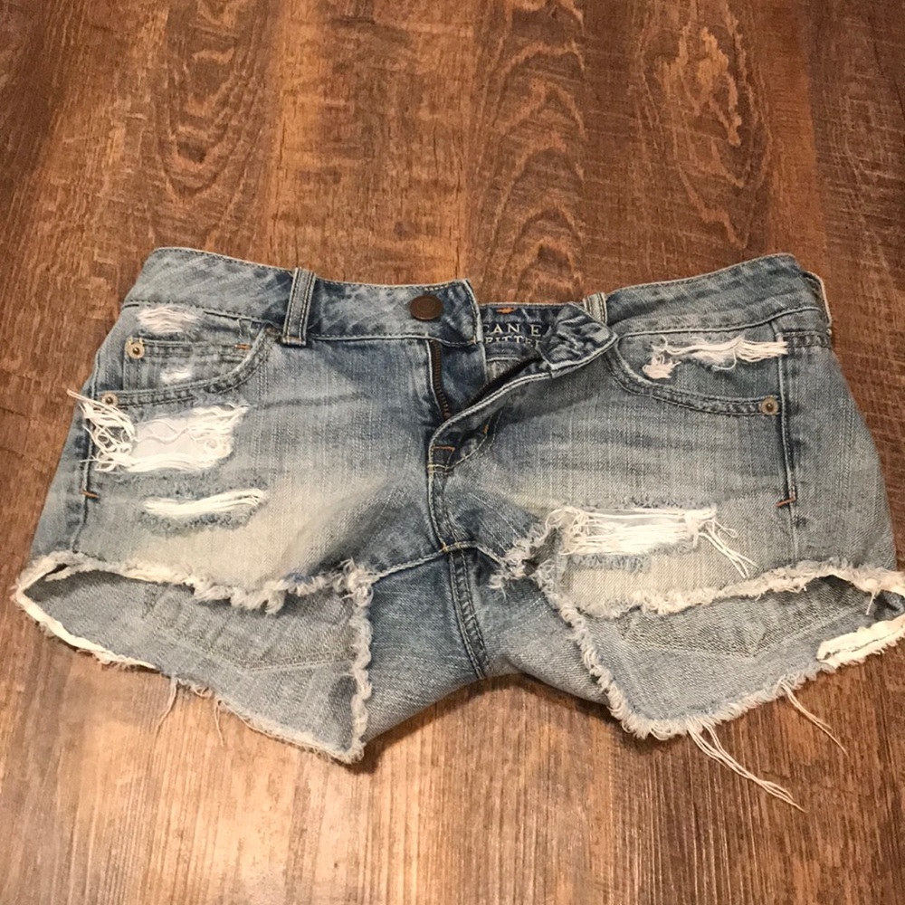 Ripped jean shorts